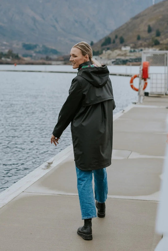 Womens Rain Coat Billie Black/Marble