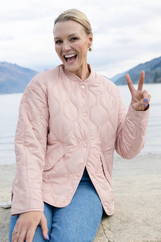 Womens Talei Quilt Bomber Blush