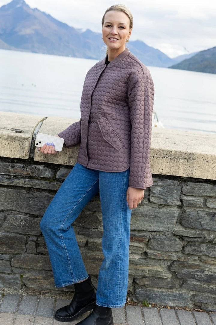 Womens Tilly Quilted Bomber Jacket Cocoa Powder