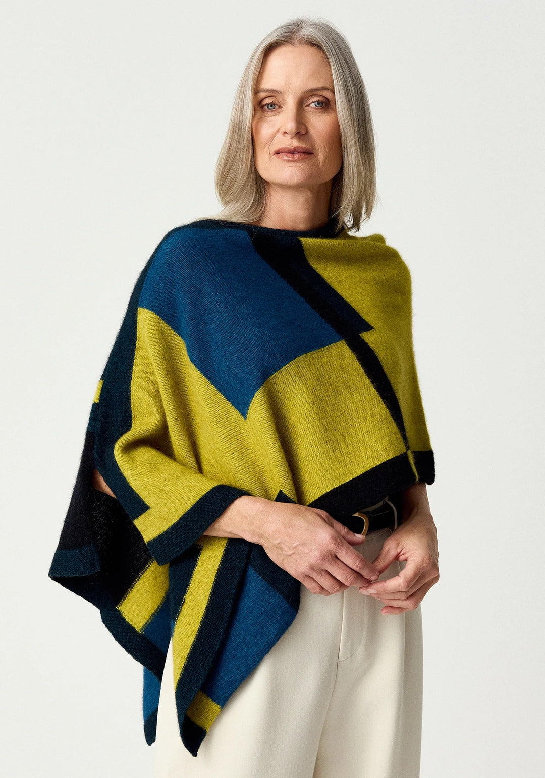 Womens Empress Poncho Golden Pearl/Peacock  Multi 1677
