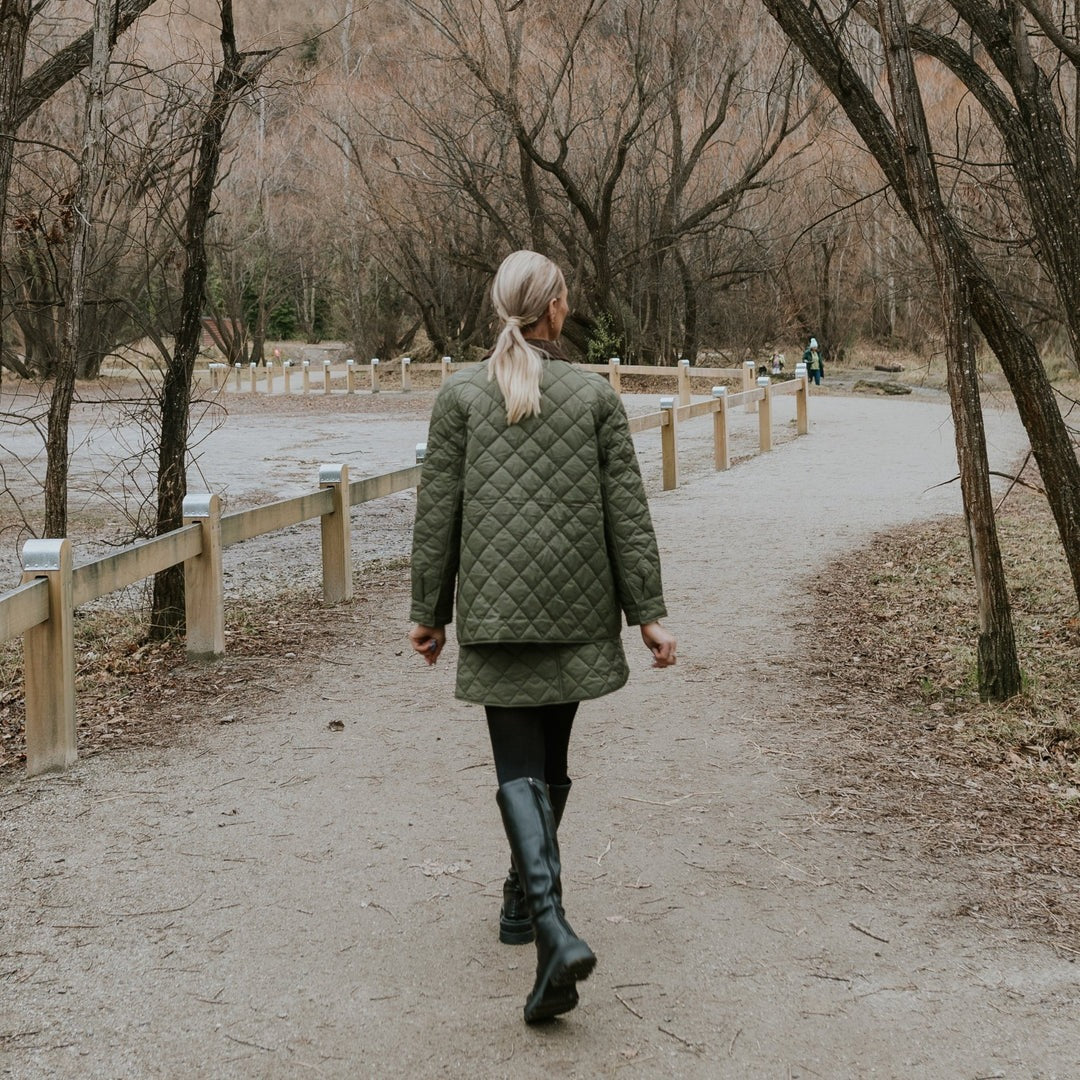 Womens Daisy Quilted Jacket Olive Green