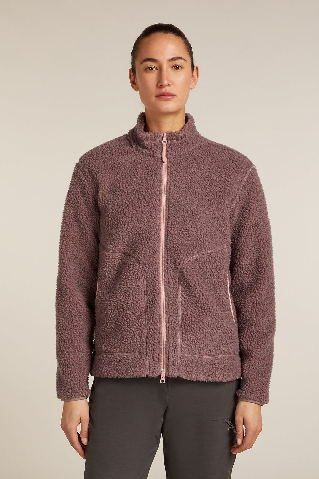 Women Merino Blend 960 RealFleece™ High Pile LS Zip  Summit Dk Heather/Blush 0A5729