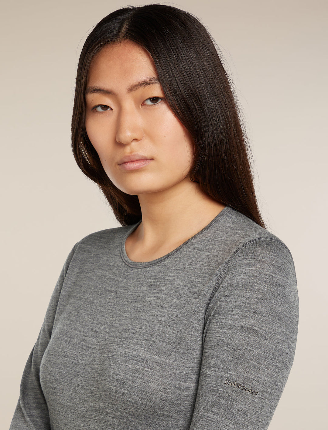 Womens 200 Oasis LS Crewe Gritstone/Heather 104375