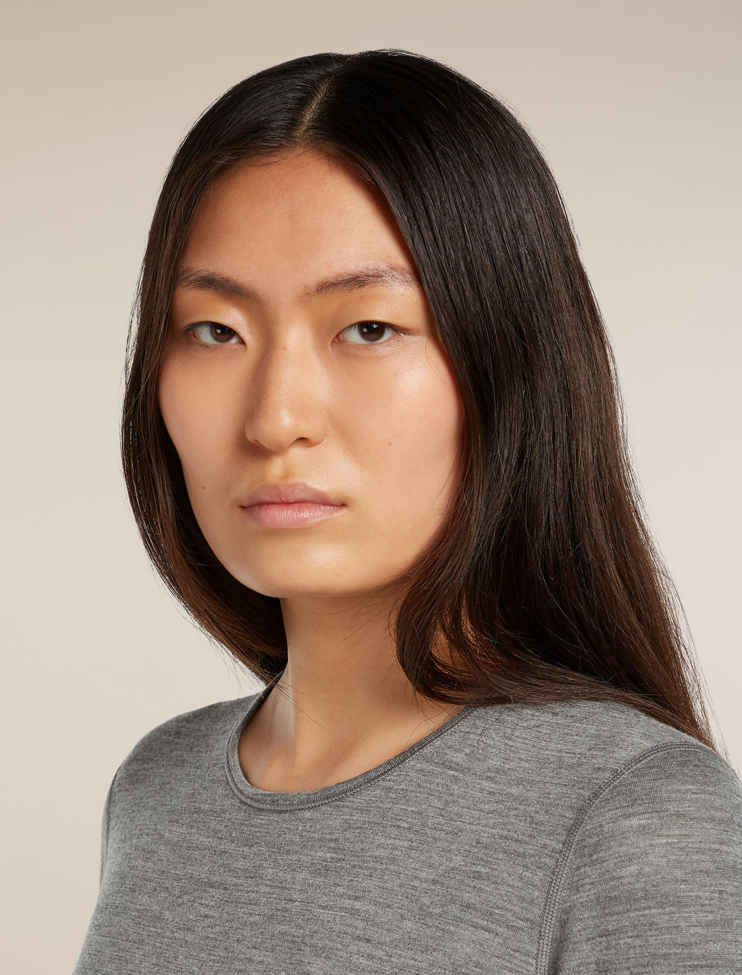 Womens 200 Oasis LS Crewe Gritstone/Heather 104375