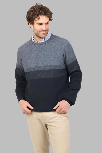 Mens Gradient Crew Neck Sweater Sky NE432