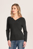 Womens LS V Rib Wrap Jumper Black RM2055