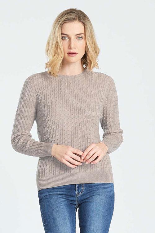 Womens LS Cable Crew Neck Jumper-Royal Merino-The WoolPress Arrowtown