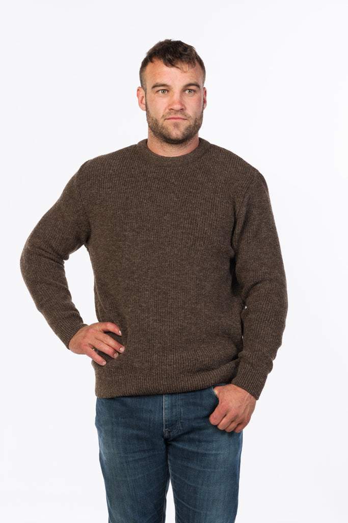 Mens Backyard Fisherman Sweater Natural Brown MS1526