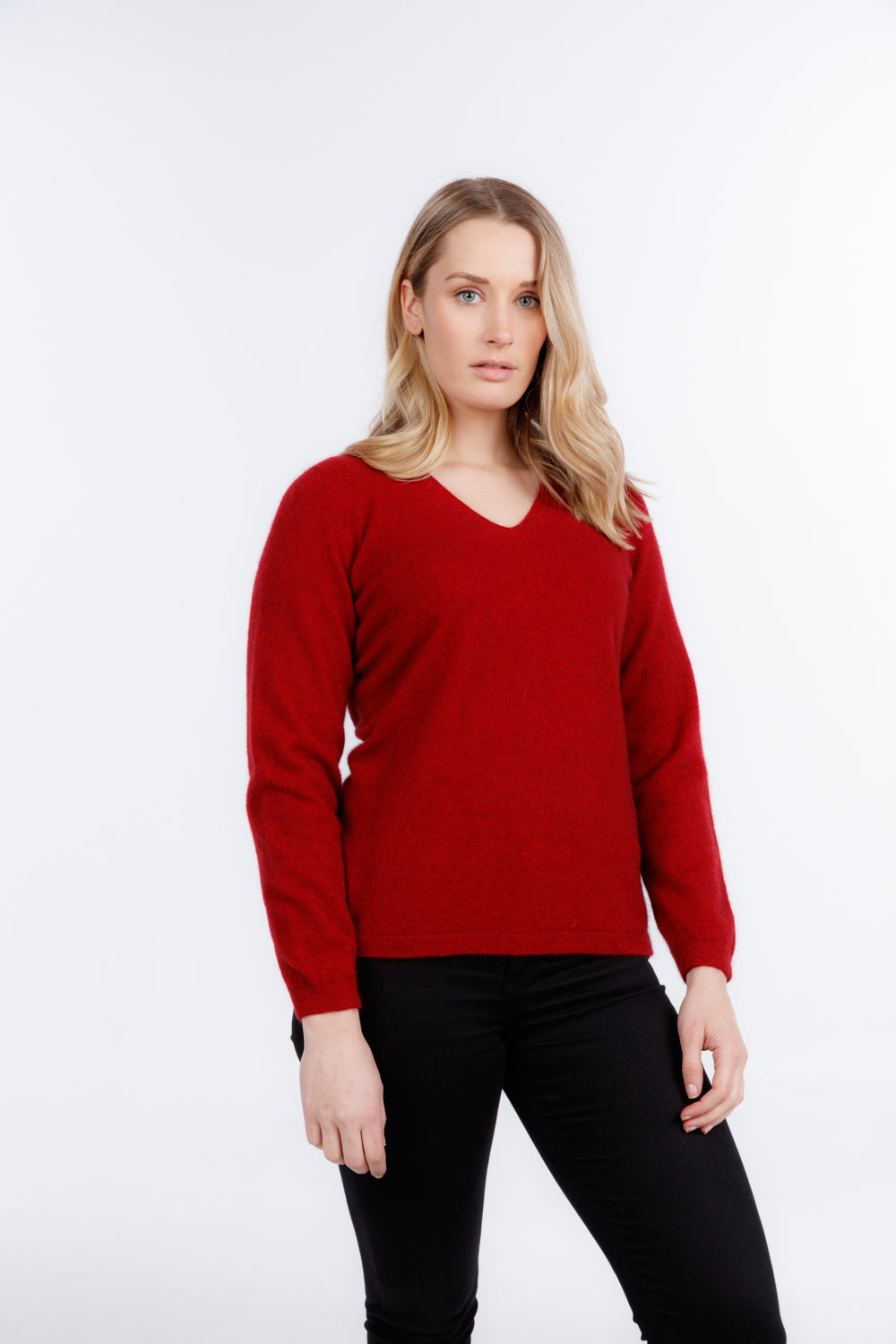 Womens Vee Neck Plain Sweater