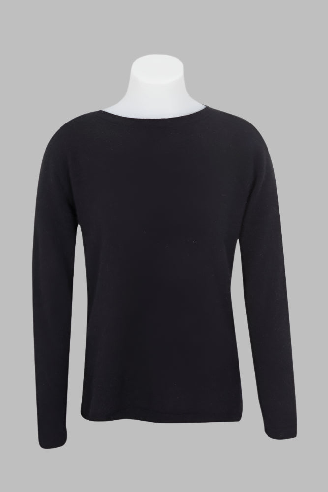 Womens Crew Neck Plain Sweater Black NB682