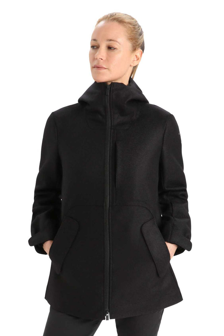 Women's Felted Merino Hooded Jacket - Black
