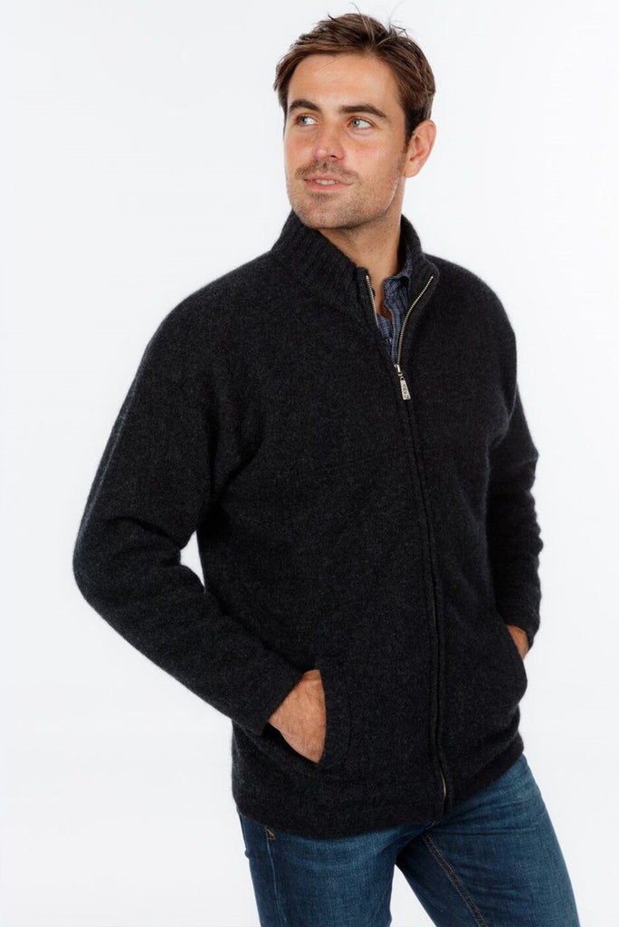 Mens Felted Full Zip Jacket-Native World-The WoolPress Arrowtown